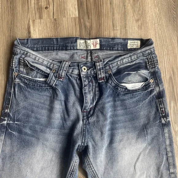 Nation Of Saints Men's Blue Jeans Original Straight Cotton Size 34 x 30 Grunge - Picture 5 of 9